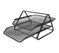 Vassoio organizer per documenti a 2, 3, 4 livelli. Cartella da scrivania impilabile e organizer per lettere in griglia metallica, design moderno, nero