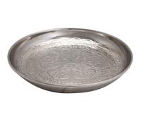 Vassoio Orientale Marrakesch In Metallo Argento Fatto A Mano 31 Cm