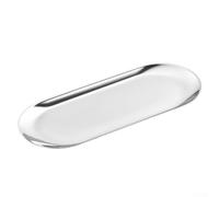 Vassoio ovale in acciaio inox con finitura a specchio, organizer multiuso per tè, frutta, cosmetici, gioielli, bancone del bagno o Co (30 cm)