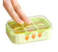 Vassoio per alimenti per bambini, vassoio per ghiaccio a 6 griglie con coperchio, flessibile e facile da rilasciare, adatto per congelatore, per casa, cucina, famiglia, amici