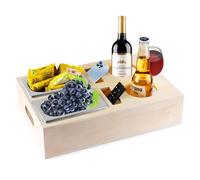 Vassoio Per Alimenti,Vassoio Da Divano, Vassoio Colazione,Vassoio Da Divano In Legno,Vassoio Divano Con Due Ciotole Snack, Ideale Come Regalo Per La Famiglia E Gli Amici.
