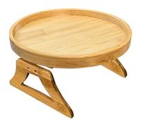 Vassoio per bracciolo del divano, pieghevole in legno per bevande e telecomando, tavolo da divano a morsetto per braccioli tondi/quadrati, design portatile in legno naturale