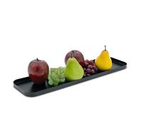 Vassoio per candele, in metallo, nero, 50 cm x 13 cm, rettangolare, con bordo, per servire come regalo