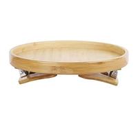 Vassoio per clip per divano in legno - Tavolino laterale per braccioli del divano da ritagliare, robusta superficie in legno con funzione antiscivolo, diametro 9,8 pollici | Pratico ripiano con