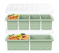 Vassoio per congelatore in silicone con coperchio e stampi per contenitore per zuppa (verde)