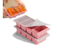 Vassoio per congelatore in silicone extra large con coperchio, 2 pezzi Super Cubes Freezer Tray - Vassoio per cubetti di ghiaccio grande - Produce 8 cubetti perfetti da 1 tazza (Rosa)