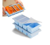 Vassoio per congelatore in silicone extra large con coperchio, 2 pezzi Super Cubes Freezer Tray - Vassoio per cubetti di ghiaccio grande - Produce 8 cubetti perfetti da 1 tazza (Azzurro)