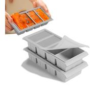 Vassoio per congelatore in silicone extra large con coperchio, 2 pezzi Super Cubes Freezer Tray - Vassoio per cubetti di ghiaccio grande - Produce 8 cubetti perfetti da 1 tazza (Grigio)