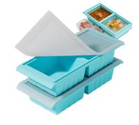 Vassoio per congelatore per cubi di zuppa - Stampo in silicone da 2 pezzi con coperchio, contenitore ermetico riutilizzabile per gli avanzi di salsa di brodo, contenitore per la preparazione dei pasti