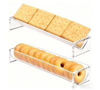 Vassoio per cracker in acrilico, rettangolare e semicircolare, supporto per cracker, biscotti, patatine fritte (imballaggio in cartone U+V)