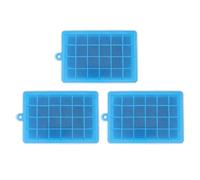 Vassoio per cubetti di ghiaccio 3 pezzi Riutilizzabile 24 griglie Stampo per cubetti di ghiaccio in silicone con coperchio rimovibile Facile sformatura Macchina per cubetti di (Cielo blu)