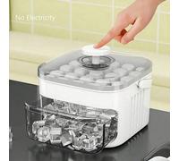 Vassoio per cubetti di ghiaccio a pressione manuale con cassetto di stoccaggio, senza bisogno di alimentazione, espulsione del ghiaccio con un tocco, scatola del ghiaccio sigillata e a prova di perdit