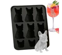 Vassoio per cubetti di ghiaccio | Bulldog francese Esform 3D - Contenitore in silicone a 9 scomparti, riutilizzabile, facile da rimuovere, a tenuta stagna per casa, barman, cocktail party