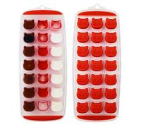 Vassoio per cubetti di ghiaccio, caramelle, cioccolato, stampo per ghiaccio, facile da rilasciare, senza BPA, confezione da 2, lavabile in lavastoviglie, colore: rosso