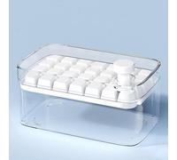 Vassoio per cubetti di ghiaccio con coperchio, 28 stampi, a pressione, con contenitore, sgancio rapido per la casa, in PET/PP/TPR, design trasparente
