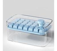 Vassoio per cubetti di ghiaccio con coperchio, 28 stampi, a pressione, con contenitore, sgancio rapido per la casa, in PET/PP/TPR, design trasparente