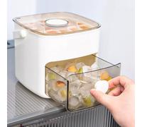 Vassoio per cubetti di ghiaccio con coperchio e bidone, riutilizzabile a 2 strati, portatile, senza BPA, facile rilascio, 48 vassoi per ghiaccio per congelatore, bevande, cocktail, feste (bianco)