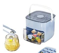 Vassoio per cubetti di ghiaccio con coperchio e cestino, riutilizzabile a 2 strati, portatile, senza BPA, facile rilascio, 48 vassoi per ghiaccio per congelatore, bevande, cocktail, feste (blu)