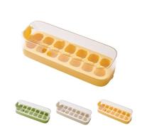 Vassoio Per Cubetti Di Ghiaccio Con Coperchio E Contenitore, A Rilascio Facile, Vassoio Per Ghiaccio Verticale, Stampo Per Cubetti Di Ghiaccio In Silicone A Pressione (14-Giallo)