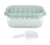 Vassoio per cubetti di ghiaccio con coperchio e paletta Coperchio rimovibile Vassoio per cubetti di ghiaccio impilabile di grande capacità con maniglia per congelatore (Verde)