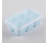 Vassoio per cubetti di ghiaccio con coperchio per frigorifero, 6 scomparti per la creazione rapida del ghiaccio, ABS BPA e materiale siliconico (blu e bianco)