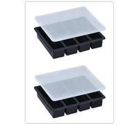 Vassoio per cubetti di ghiaccio grande e lungo, confezione da 2 pezzi, in silicone, con coperchio, per whisky, bottiglia d'acqua, avanzi di cibo e cottura