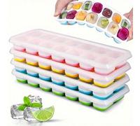Vassoio per cubetti di ghiaccio impilabile e a tenuta stagna, niente più preoccupazioni per le perdite! 1 pz Verde,1 pz blu,1 pz Rosa,1 pala da ghiaccioSilicone
