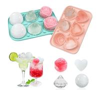 Vassoio per Cubetti di Ghiaccio in Silicone 2 Pezzi Stampo per Cubetti di Ghiaccio a 3D Forma Facile da Rilasciare Stampo per Ghiaccio al Whisky Cocktail con Coperchio a Imbuto Senza BPA, Verde e Rosa