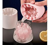 Vassoio per cubetti di ghiaccio in silicone a rilascio facile 3D con coperchio, design a più strati per cocktail, frutta e bevande, riutilizzabile per uso domestico, bar, club e all'aperto in estate -