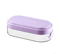 Vassoio per cubetti di ghiaccio in silicone con coperchio, rilascio a pressione a 18 griglie, espulsione inferiore morbida, senza BPA, per feste in bar, scatola ermetica (viola)