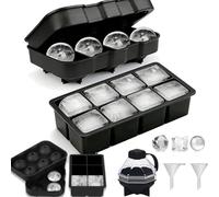 Vassoio per cubetti di ghiaccio in silicone (set da 6), stampi grandi per cubetti di ghiaccio e creatore di palline di ghiaccio con set di palline di ghiaccio e imbuto, vassoio per il ghiaccio