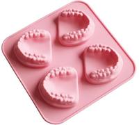 Vassoio per cubetti di ghiaccio, stampo per ghiaccio a 4 fori, stampo per ghiaccio in silicone a forma di denti, vassoi per dentiera per bar, regalo divertente per dentisti