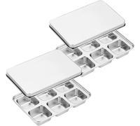 Vassoio per Cubetti di Ghiaccio, VStampo Ghiaccio con Coperchio e Contenitore, Vassoio per cubetti di ghiaccio riutilizzabile in acciaio inossidabile a 6 scomparti per cocktail, whisky, vino