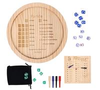 Vassoio per Dadi Farkle in Legno Set, Gioco di Dadi Classico Farkle con Vassoio da 30cm 6 Dadi Pearl 1 Blocco Segnapunti e 4 Pennarelli Supporto per il Classico Gioco di Famiglia