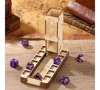 Vassoio per dadi in legno pieghevole DND, accessori D&D, Torre per dadi D20 mano magica, strumenti per giochi da tavolo, Giochi di ruolo scatola per