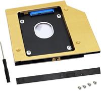 Vassoio per disco rigido SATA 2° SSD, disco rigido SATA-III da 9,5 mm, disco rigido SATA-III da 2,5 pollici, vassoio universale per computer portatile, CD/DVD-ROM Disc Tray Drive Slot (dorato)