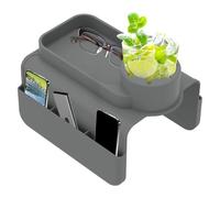 Vassoio per divano con braccioli con tasche laterali, 48 x 29,5 x 11 cm, in silicone, antiscivolo, per riporre telecomandi, telefoni cellulari, snack, bevande (grigio)