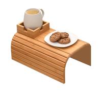 Vassoio per divano in legno, 35 cm, pieghevole, porta bevande, sottobicchieri antiscivolo, per la casa, per snack, bevande, tavolino da caffè in soggiorno, pratico