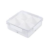 Vassoio per frutta e verdura, contenitori per alimenti divisi con coperchio, contenitori per il pranzo a 4 scomparti, scatola per il pranzo Bento, organizer per la conservazione degli alimenti