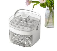 Vassoio per ghiaccio con coperchio, 17 x 15,5 x 14 cm, stampo per cubetti refrigeranti, design a pressione, antiaderente, con manico e coperchio, per la vita quotidiana, in cucina, picnic, campeggio
