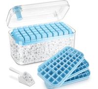 Vassoio per ghiaccio con coperchio, contiene 150 cubetti di ghiaccio, viene fornito con coperchio e contenitore, basta premere per prendere il ghiaccio (blu)