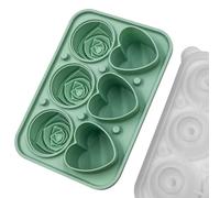 Vassoio per ghiaccio creativo a forma di cuore con coperchio a imbuto, in silicone flessibile per una facile formazione e pulizia dei cubetti di ghiaccio (verde scuro)