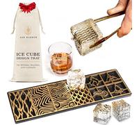 Vassoio per ghiaccioli per cocktail, tema elementi, 8 motivi con vassoio | Stampi per ghiaccio trasparenti per bourbon e cocktail, stampo per whisky, accessori da barista, pressa per ghiaccio in rame