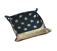 Vassoio per gioielli in pelle con stampa bandiera americana, per uomini e donne, vassoio portatile da viaggio, portaoggetti da scrivania