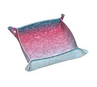 Vassoio per gioielli in pelle con stampa di colori pastello blu, rosa e viola, per uomini e donne, vassoio portatile da viaggio, portaoggetti da scrivania