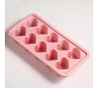 Vassoio per il ghiaccio, stampo in silicone a scomparsa per cubetti di ghiaccio, riutilizzabile a forma di cuore nei colori rosa, blu e rosso, con 10 scomparti, ideale per cottura e surgelazione