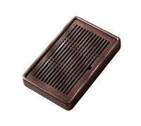Vassoio per il tè Gongfu, Vassoio da servizio resistente al calore, Tavolino in legno con sistemas di drenaggio e raccolta 'acqua - Ideale per casa, ufficio e cerimonia del tè(Marrone,35x22x5.5cm)