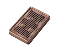 Vassoio per il tè Gongfu, Vassoio da servizio resistente al calore, Tavolino in legno con sistemas di drenaggio e raccolta 'acqua - Ideale per casa, ufficio e cerimonia del tè(Natural,35x22x5.5cm)