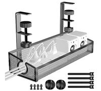 Vassoio per la gestione dei cavi da scrivania, senza foratura, organizer per la gestione dei cavi con morsetto, organizer per cavi PC, accessori e postazione di lavoro per ufficio, casa