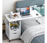 Vassoio Per Laptop Con Rotelle, Altezza Regolabile, Sopra Il Letto, Carrello Sopra Il Letto, Scrivania Portatile Con Ruote, Postazione Di Lavoro Portatile Per Scrittura, Notebook, Sit-Stand (Bianco)
